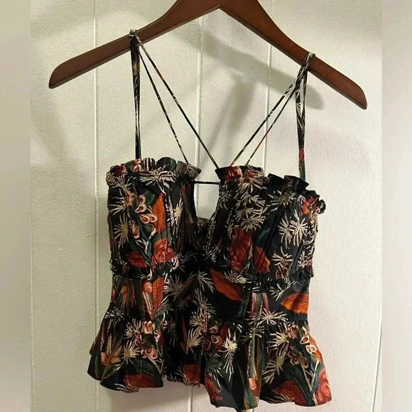 NWT Ulla Johnson Kitty Peplum Top Anthurium Black 6 - Picture 5 of 8